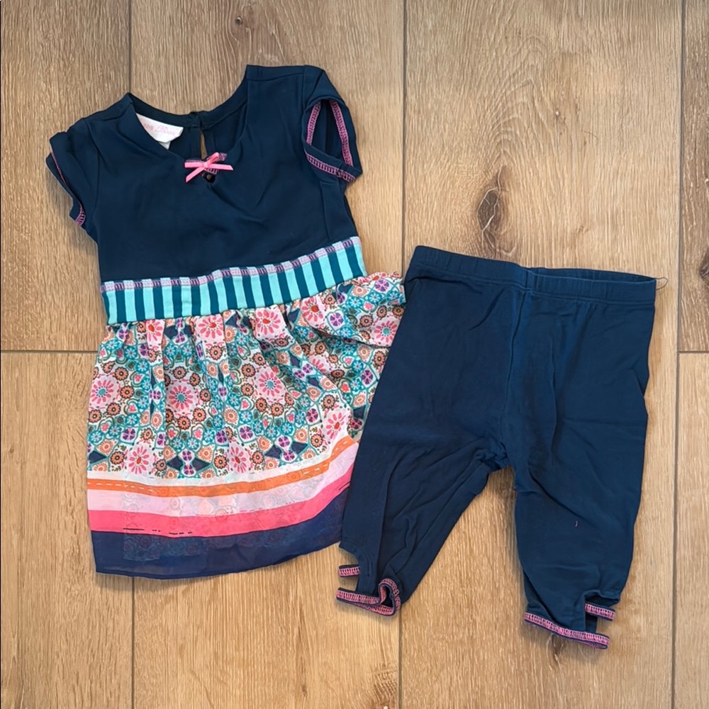 Bonnie Baby Navy and Pink Floral Set